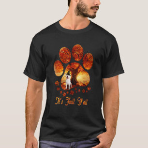 Paw Tree Es ist Herbst Leute Halloween Weißer Pitb T-Shirt