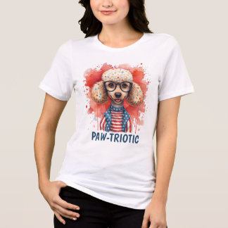 Paw-triotic Poodle Patriotic 4th of July Dog Tri-Blend Shirt