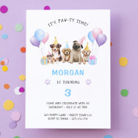 Paw-ty Dog Blue Birthday Watercolor