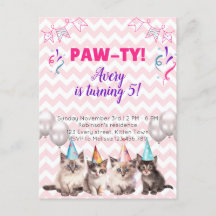 Paw-ty-Kittens-Kindergeburtstag-Party Einladungen