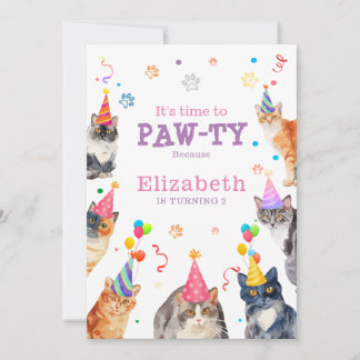 Paw ty Time Funny Cat Themed Kindergeburtstag Einladung