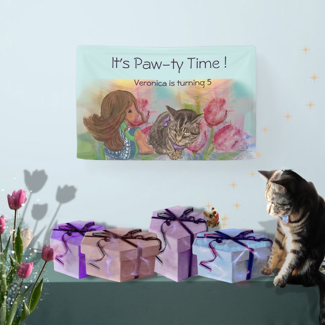 Paw-ty-Zeit Geburtstag Begrüßungsbanner Banner (Paw-ty time Birthday welcome banner)