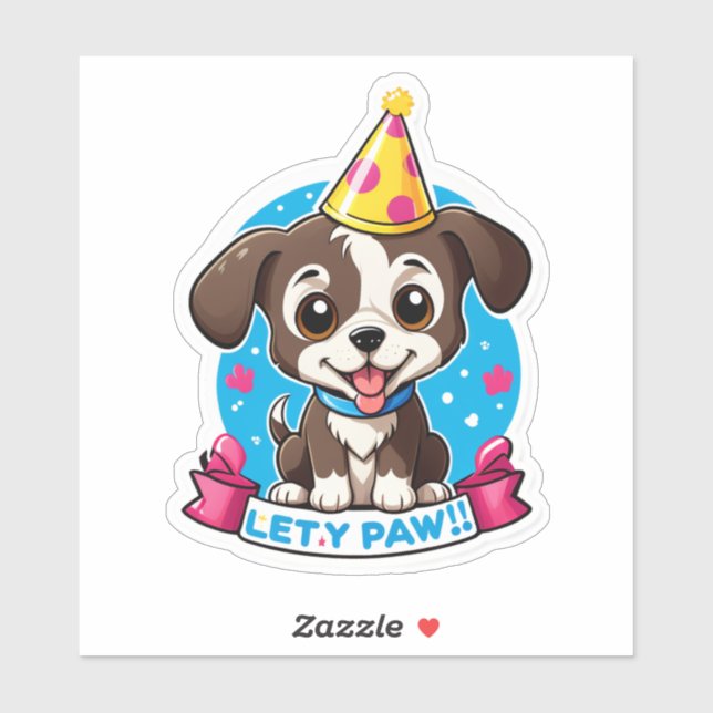 "Paw-ty Zeit!" (Kinder) Aufkleber (Blatt)