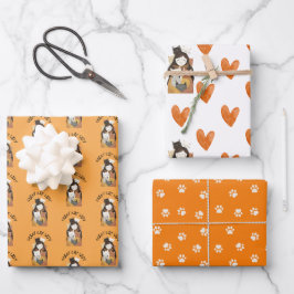 Paw und Herz Muster Funny Cat Lover Geschenkpapier Set