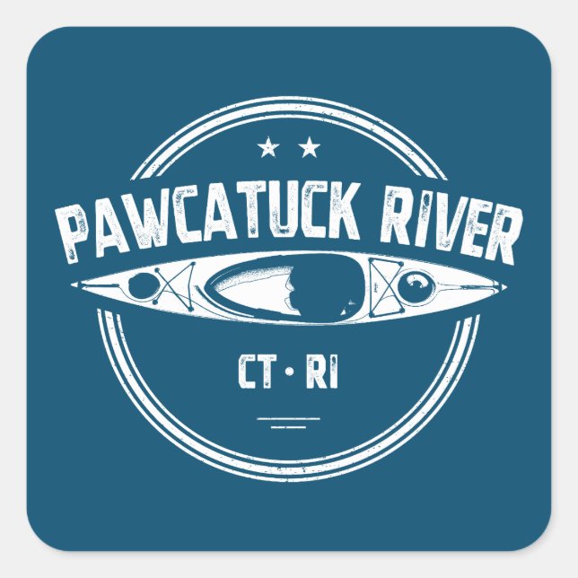 Pawcatuck River Connecticut Rhode Island Kayaking Quadratischer Aufkleber (Vorderseite)