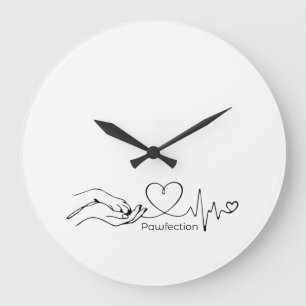 Pawfection One-Line Art – Minimalist Dog Lover Große Wanduhr