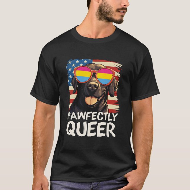 Pawfectrly Queer Labrador Panual Flag Sunglasses T-Shirt (Vorderseite)
