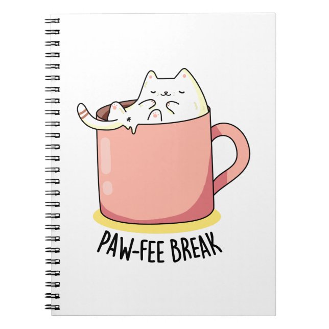 Pawfee Break Funny Kitty Cat in einer Tasse Coffee Notizblock (Vorderseite)