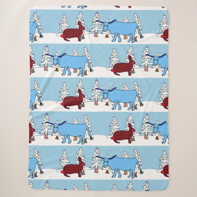 Pawl und Babe Weihnachtsdecke Sherpadecke (Vorderseite)