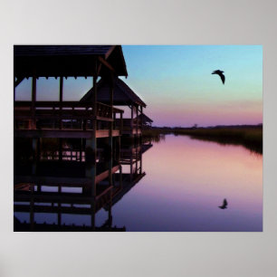 Pawleys Insel-Nebenfluss-Sonnenuntergang Poster