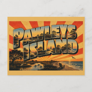 Pawleys Island SC Ozean-Salzwiesen-Wald-Kunst Postkarte