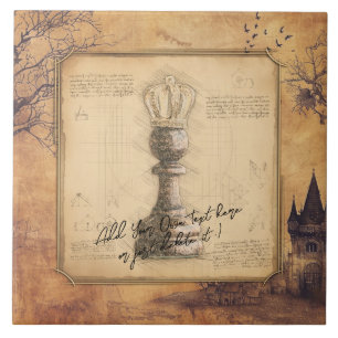 Pawn King / Queen Vintage Schachspende Fliese