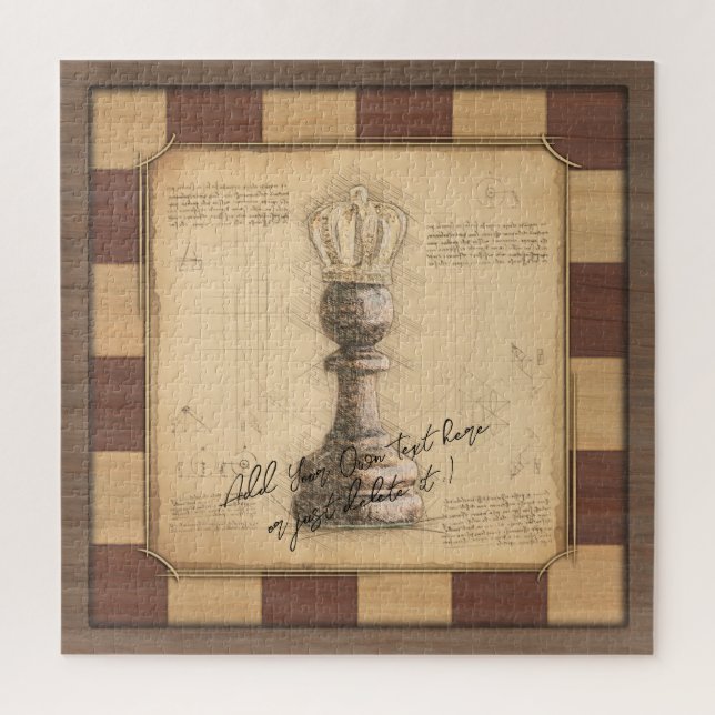 "Pawn King / Queen" Vintages Chessboard Player-Ges (Vertikal)