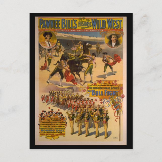 Pawnee-Bills historisches wildes Westplakat Postkarte (Vorderseite)