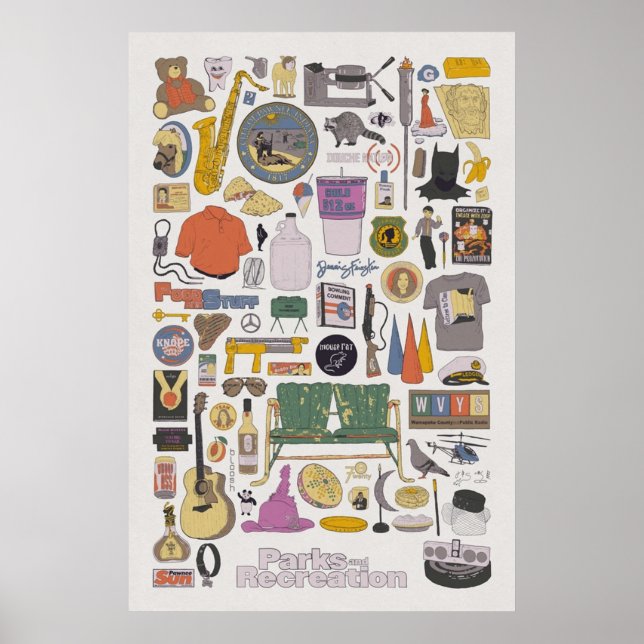 Pawnee Life  Parks and Rec Item Collage  Poster (Vorne)