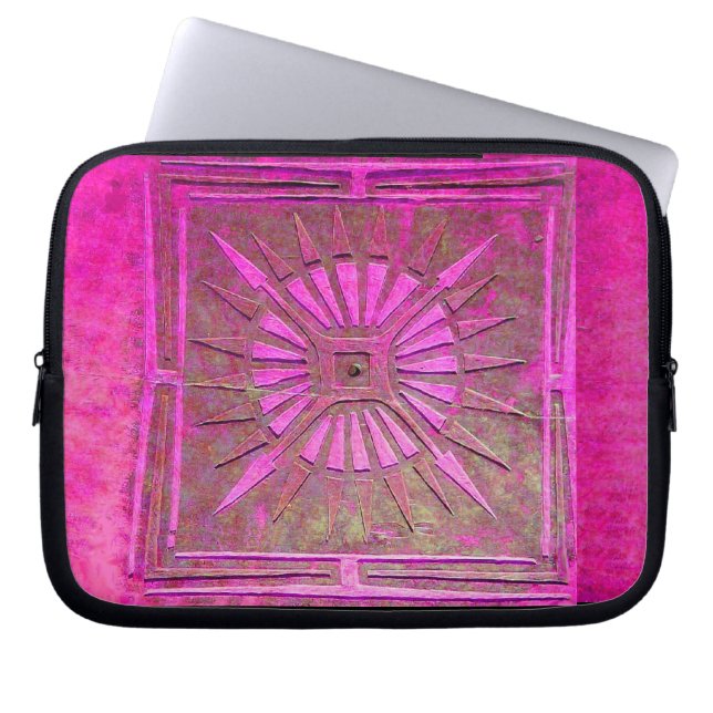 PAWNEE MORNING STAR , rosa, schwarz, Fuchsia Laptopschutzhülle (Vorderseite)