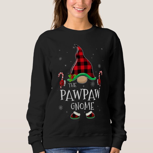 Pawpaw Gnome Buffalo Plaid Matching Family Christm Sweatshirt (Vorderseite)