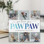 Pawpaw Vatertag Foto Collage Plaque Fotoplatte<br><div class="desc">Elegante Großvater-Foto-Plakette mit dem Sprichwort "Wir Liebe du Pawpaw",  6 Familienfotos für dich,  um mit deinen eigenen zu ersetzen,  und die Kindernamen.</div>