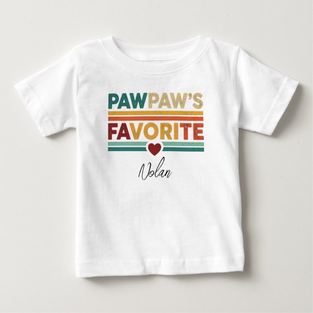 Pawpaw's Favorite Retro Simple Modern Script Name Baby T-shirt (Vorderseite)
