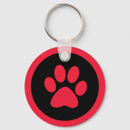 Pawprint Button-Schlüsselanhänger in Rot und Schwa Schlüsselanhänger