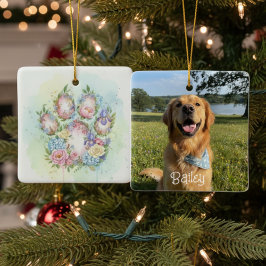 Pawprint Christmas Ornament – Floral Watercolor