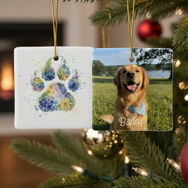 Pawprint Christmas Ornament – Floral Watercolor