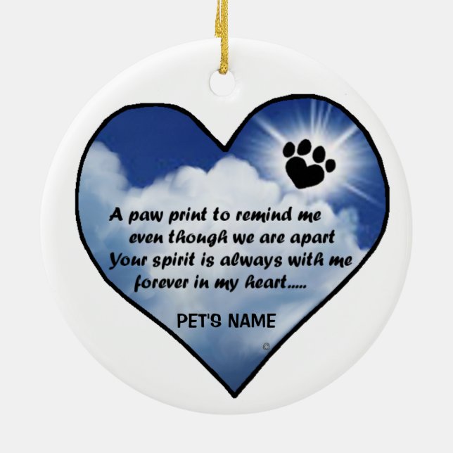 Pawprint Denkmal-Gedicht Keramikornament (Hinten)