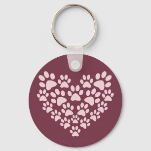 Pawprint Heart Button Schlüsselanhänger