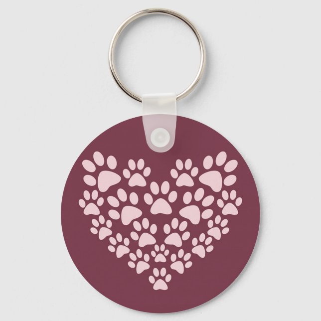 Pawprint Heart Button Schlüsselanhänger (Vorderseite)