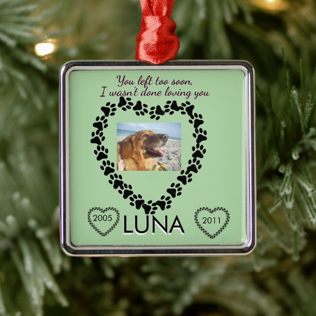 Pawprint Heart Lymphoma Tribute Ornament Aus Metall (Baum)