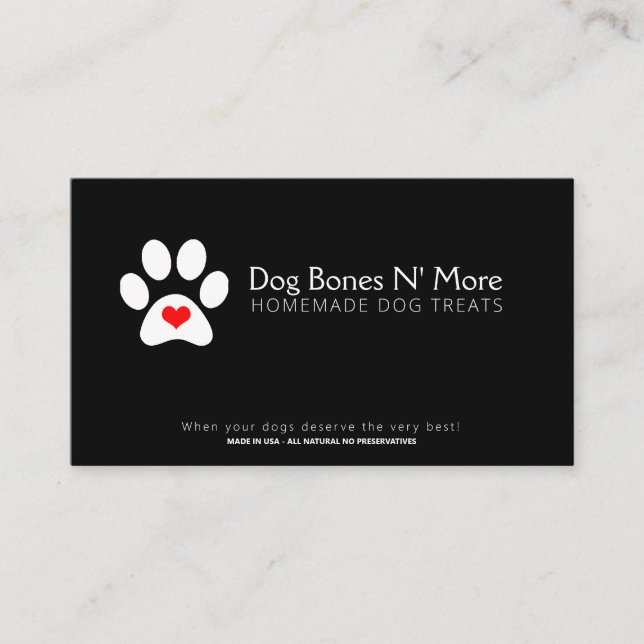 Pawprint Herz| Gourmet Hund Leckereien Bäckerei Visitenkarte (Vorderseite)