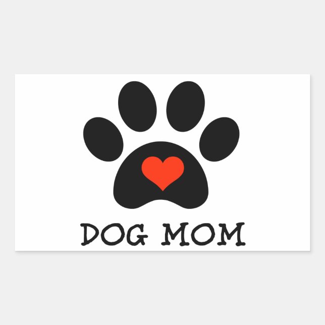 Pawprint Hund-Mama Rechteckiger Aufkleber (Vorderseite)