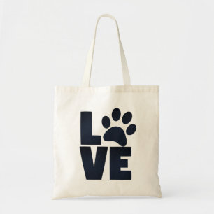 Pawprint Liebe im Schwarzen Tragetasche