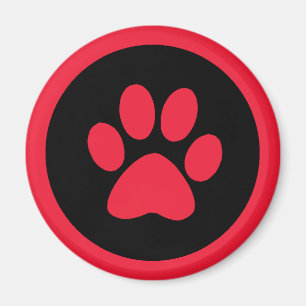Pawprint Magnet in Rot und Schwarz