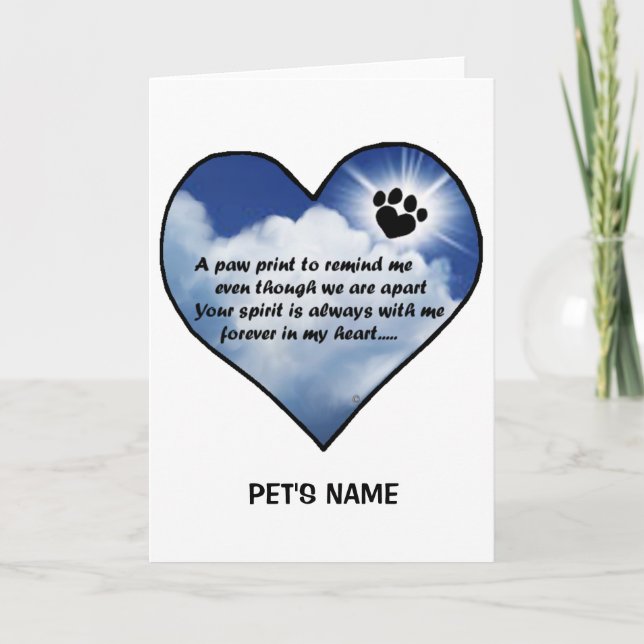 Pawprint Memorial Gedicht Karte (Vorderseite)