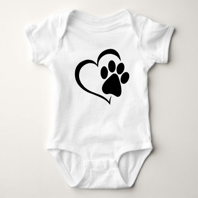 PawPrint mit Herzdesign Baby Strampler (Vorderseite)