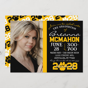 Pawprint noir & or Graduation Photo Invitation