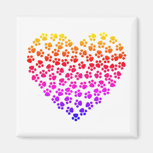 Pawprint Rainbow Heart Magnet (Vorne)