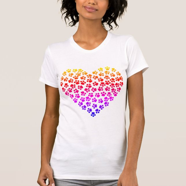 Pawprint Rainbow Heart T-Shirt (Vorderseite)