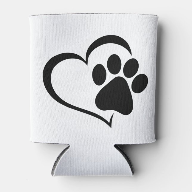 PawPrint und Herzdesign Dosenkühler (Vorderseite)