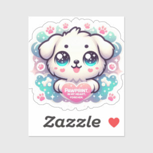Pawprints auf meinem Herzen, Forever Kawaii Welpe  Aufkleber