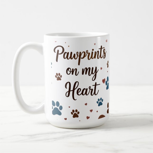 Pawprints on My Heart 15 oz Mug (Gauche)
