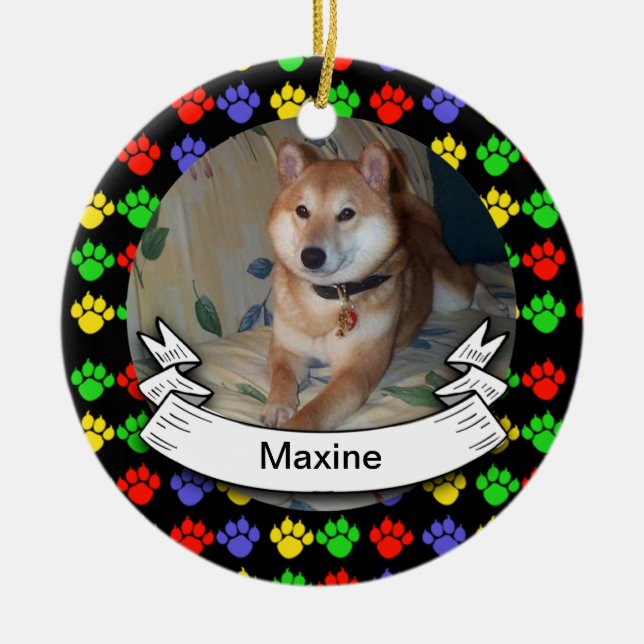 Pawprints personalisiertes Foto-runde Verzierung Keramikornament (Vorne)