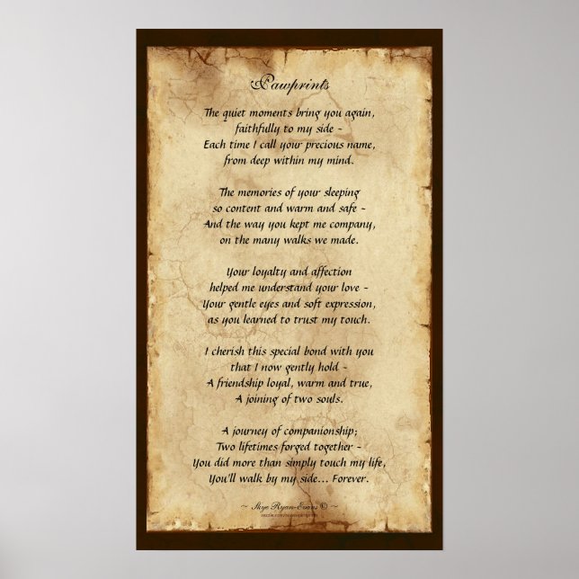 "Pawprints" Pet Memorial Poetry Poster (Vorne)