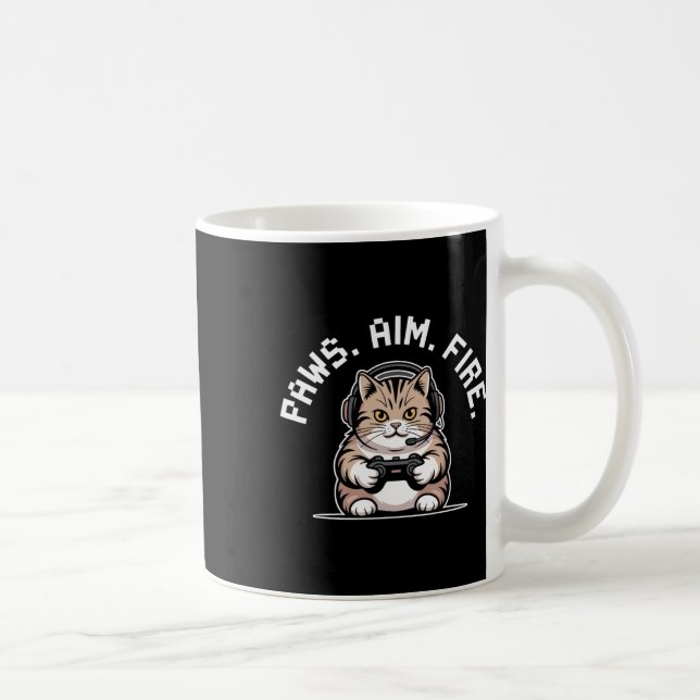 Paws Aim Fire Feline Cat Gamer Wiederbelebung der  Kaffeetasse (Rechts)