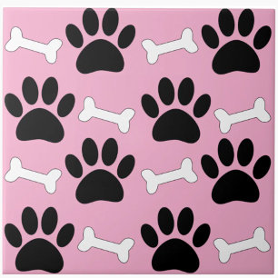 Paws And Bones Nahtloses Muster Benutzerdefinierte Fliese