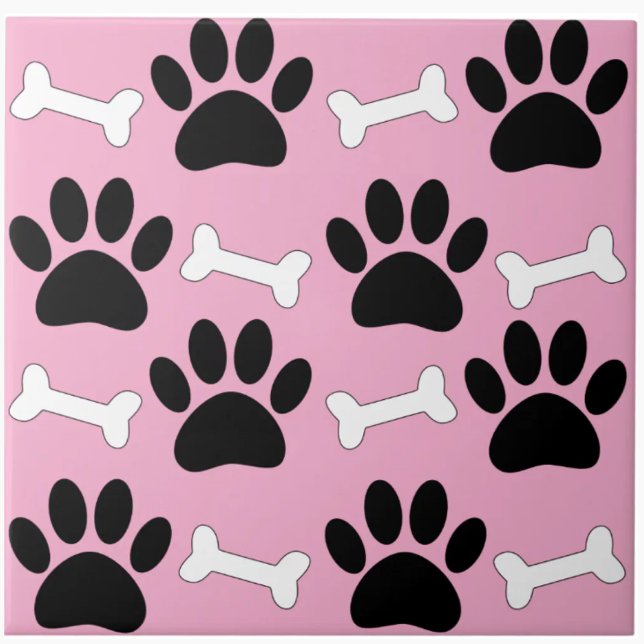 Paws And Bones Nahtloses Muster Benutzerdefinierte Fliese (Von Creator hochgeladen)