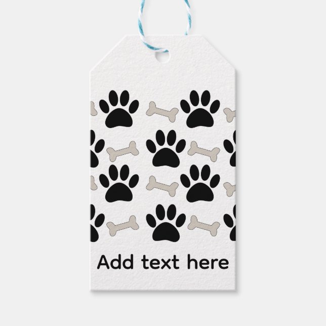 Paws And Bones Nahtloses Muster Custom  Geschenkanhänger (Vorderseite)