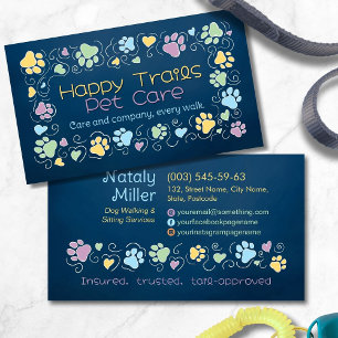 Paws and Hews - handgezeichnete Linie Art & Aquare Visitenkarte