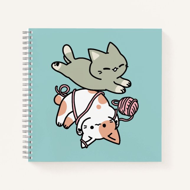 Paws and Play – Adorable Cat Illustration Notizbuch (Vorderseite)